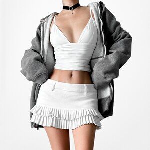 Vintage Y2K Hollister Gray Men's Distressed Destroyed Zip Up Hoodie Sweater M